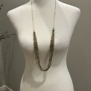 Loft necklace blue & gold.   Adjustable beaded